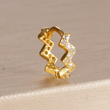 1PC 18K Gold Plated Stainless Steel Round Circle Earrings for Women Teens Cubic Zircon Star Leaf Hoop Earrings Piercing Jewelry