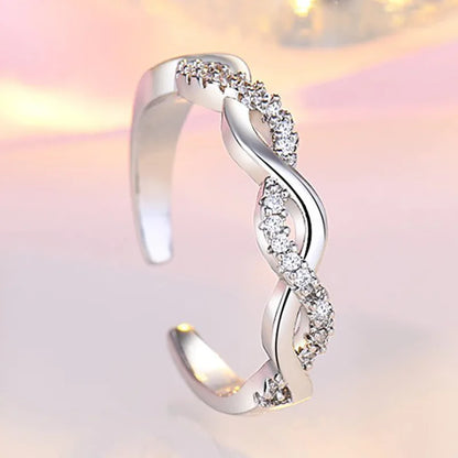 Original 925 Sterling Silver Ring High Quality Adjustable Opening AAA Zircon For Women Wedding Fine Fashion Jewelry Gift