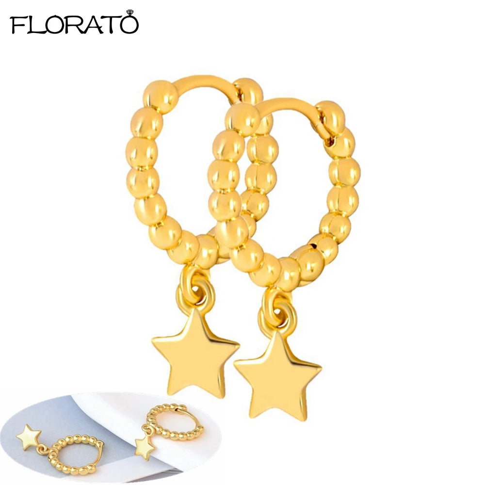 2025 New Gold Color Smooth Small Circle Earrings for Women 925 Sterling Silver Needle Trend Pendant Earrings Party Jewelry Gift