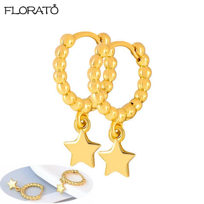 2025 New Gold Color Smooth Small Circle Earrings for Women 925 Sterling Silver Needle Trend Pendant Earrings Party Jewelry Gift