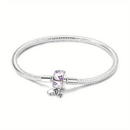 Classic 925 silver Snake Chains Charm Heart Bracelet Original 17-20CM Zircon Bracelets Fit DIY  Women Birthday Jewelry Gifts