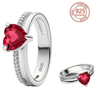 Original 925 Sterling Silver Princess Crown Moon Star Heart Bow Shell Crystal Rings Women Valentine's Birthday Gifts DIY Jewelry