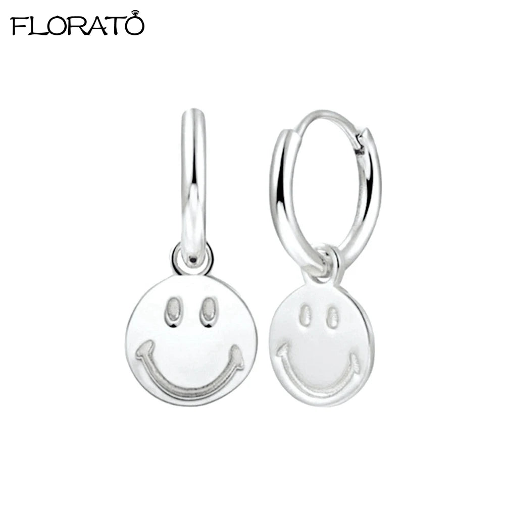 2025 New Gold Color Smooth Small Circle Earrings for Women 925 Sterling Silver Needle Trend Pendant Earrings Party Jewelry Gift