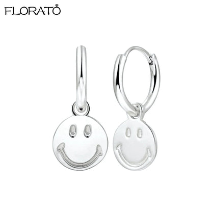 2025 New Gold Color Smooth Small Circle Earrings for Women 925 Sterling Silver Needle Trend Pendant Earrings Party Jewelry Gift