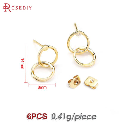 18K Gold Color Brass Round Circle Irregular Oval Rectangle Stud Earrings High Quality Diy Jewelry Earrings Accessories for Women