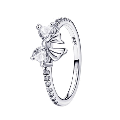 Original 925 Sterling Silver Princess Crown Moon Star Heart Bow Shell Crystal Rings Women Valentine's Birthday Gifts DIY Jewelry