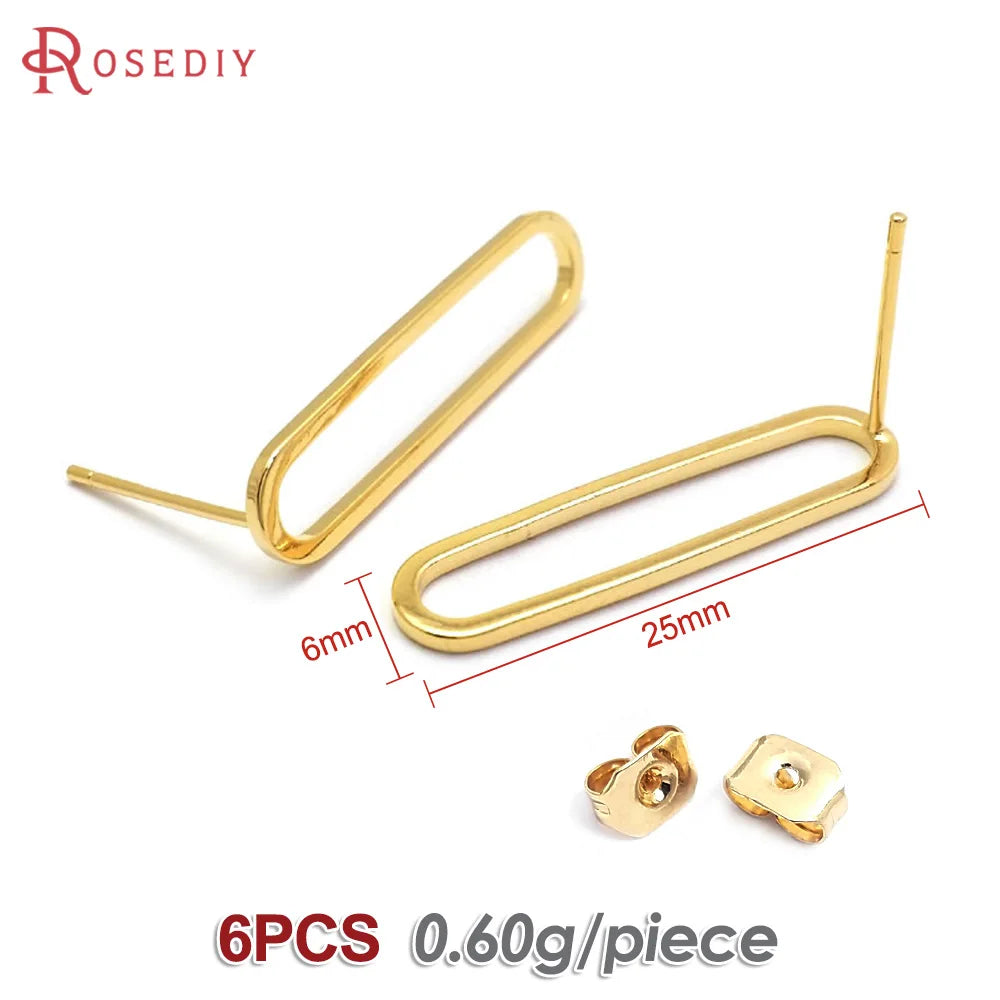 18K Gold Color Brass Round Circle Irregular Oval Rectangle Stud Earrings High Quality Diy Jewelry Earrings Accessories for Women