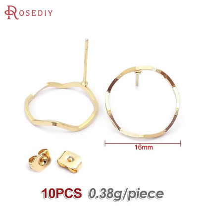 18K Gold Color Brass Round Circle Irregular Oval Rectangle Stud Earrings High Quality Diy Jewelry Earrings Accessories for Women