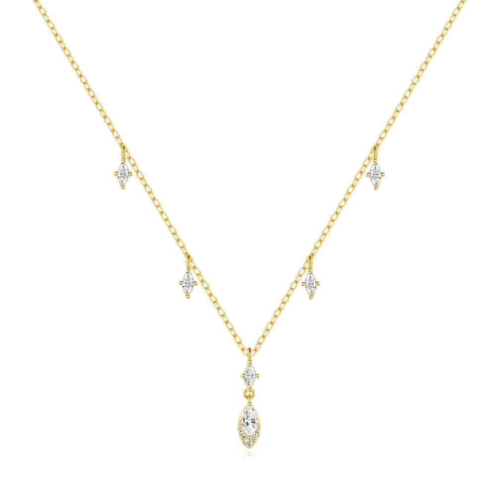 AIDE 925 Sterling Silver Flower Shell With Zircon Necklace For Women Design Delicate Zircon Adjustable Exquisite Chains Jewelry