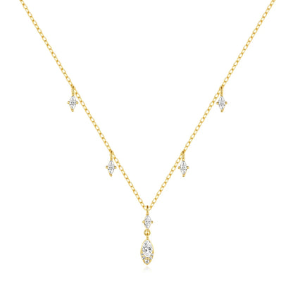 AIDE 925 Sterling Silver Flower Shell With Zircon Necklace For Women Design Delicate Zircon Adjustable Exquisite Chains Jewelry