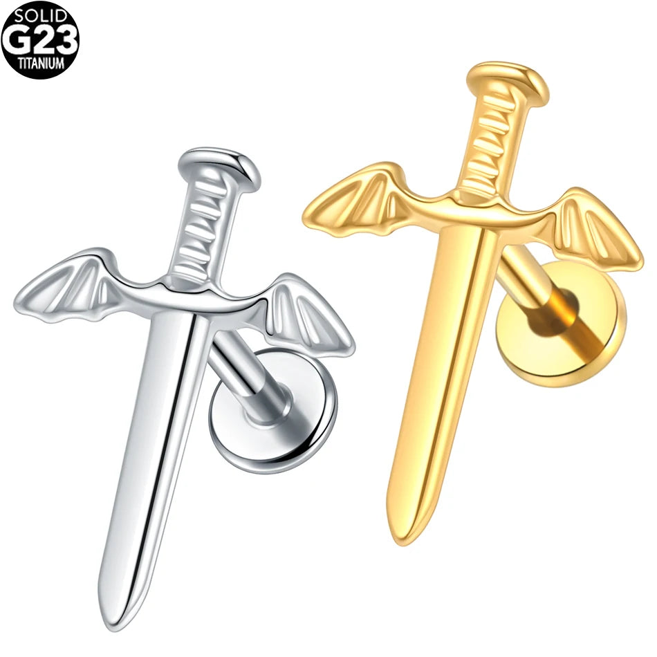 1pcs Titanium Piercing Cross Flower Stud Earring Internally Threaded Cubic Zircon Tragus Helix Piercing Body Jewelry