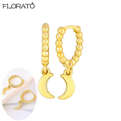 2025 New Gold Color Smooth Small Circle Earrings for Women 925 Sterling Silver Needle Trend Pendant Earrings Party Jewelry Gift