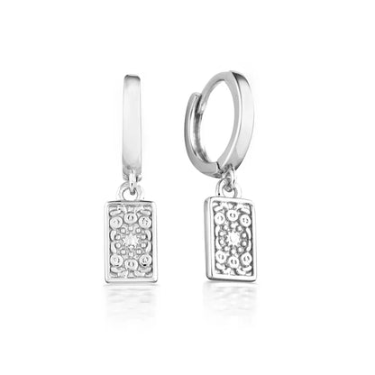 925 Stelings Silver Ear Needle Small Square Drop Earrings For Women Crystal Octagonal Star Sun Hoop Earrings Fashion Jewelry