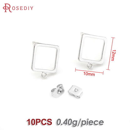 18K Gold Color Brass Round Circle Irregular Oval Rectangle Stud Earrings High Quality Diy Jewelry Earrings Accessories for Women