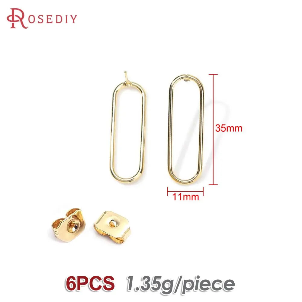 18K Gold Color Brass Round Circle Irregular Oval Rectangle Stud Earrings High Quality Diy Jewelry Earrings Accessories for Women