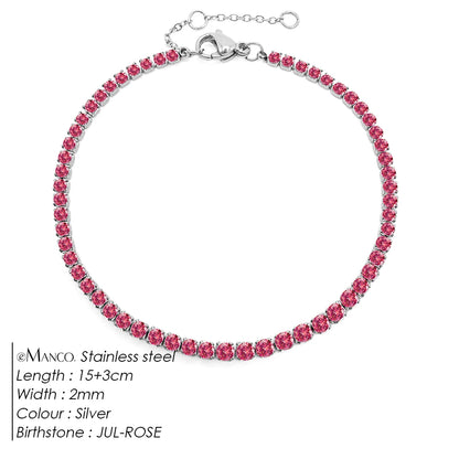 eManco Stainless Steel Gold Plated Sparkling Bracelet High Quality White Zirconia Single Row Simple Accessory For Girls