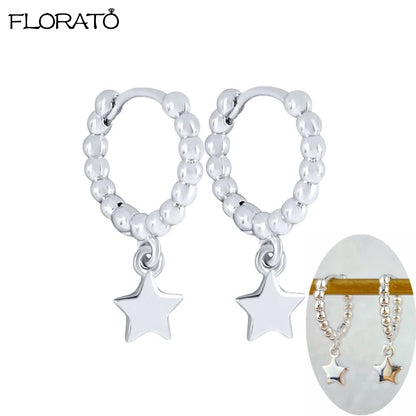 2025 New Gold Color Smooth Small Circle Earrings for Women 925 Sterling Silver Needle Trend Pendant Earrings Party Jewelry Gift