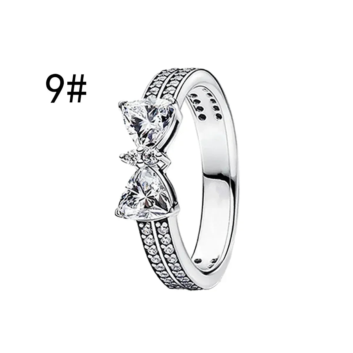 Fine Jewelry Pink Shining Bow Set Ring Earrings Bracelet Necklace Zircon Original 925 Sterling Silver DIY Women DIY Birthdy Gift