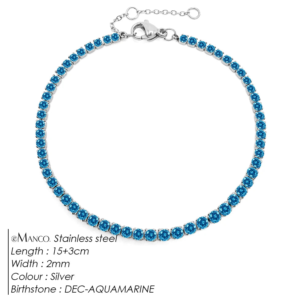 eManco Stainless Steel Gold Plated Sparkling Bracelet High Quality White Zirconia Single Row Simple Accessory For Girls