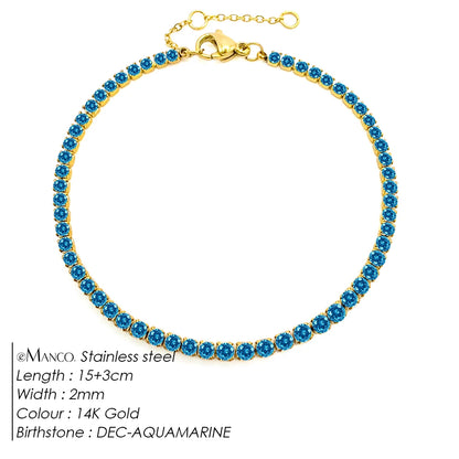 eManco Stainless Steel Gold Plated Sparkling Bracelet High Quality White Zirconia Single Row Simple Accessory For Girls