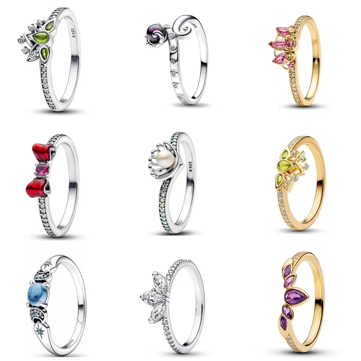 Fashionable 925 sterling silver charming princess ring octopus shell size 6 7 8 9 women's original wedding ring women's jewelry