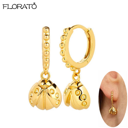 2025 New Gold Color Smooth Small Circle Earrings for Women 925 Sterling Silver Needle Trend Pendant Earrings Party Jewelry Gift