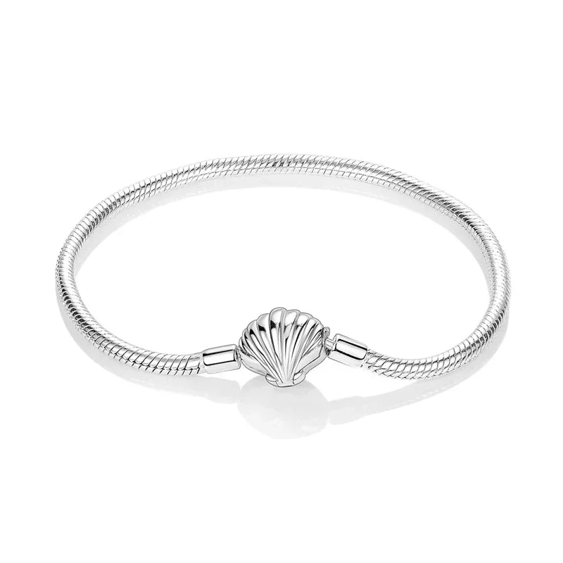 Classic 925 silver Snake Chains Charm Heart Bracelet Original 17-20CM Zircon Bracelets Fit DIY  Women Birthday Jewelry Gifts