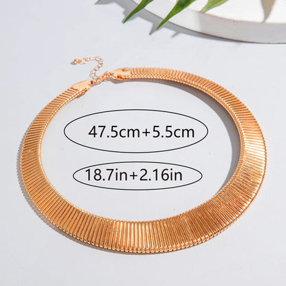 Tocona Vintage Exaggerated Gold Silver Colour Chunky Choker for Women Striped Collar Necklace with Adjustable Chain Jewelry