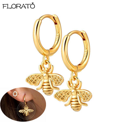 2025 New Gold Color Smooth Small Circle Earrings for Women 925 Sterling Silver Needle Trend Pendant Earrings Party Jewelry Gift