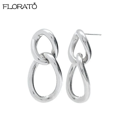 2025 New Gold Color Smooth Small Circle Earrings for Women 925 Sterling Silver Needle Trend Pendant Earrings Party Jewelry Gift