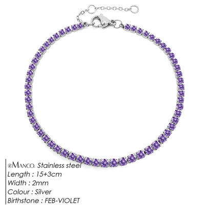 eManco Stainless Steel Gold Plated Sparkling Bracelet High Quality White Zirconia Single Row Simple Accessory For Girls