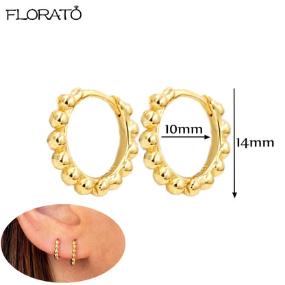 2025 New Gold Color Smooth Small Circle Earrings for Women 925 Sterling Silver Needle Trend Pendant Earrings Party Jewelry Gift