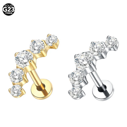 1pcs Titanium Piercing Cross Flower Stud Earring Internally Threaded Cubic Zircon Tragus Helix Piercing Body Jewelry