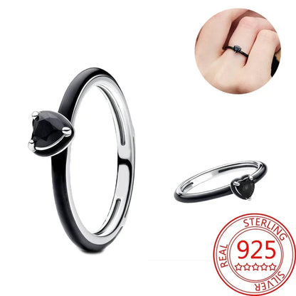 Original 925 Sterling Silver Princess Crown Moon Star Heart Bow Shell Crystal Rings Women Valentine's Birthday Gifts DIY Jewelry