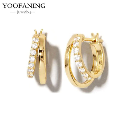 2025 New  925 Sterling Silver Needle Classic Retro Gold and Silver Ring Shaped Women's Large Earrings Party Luxury Jewelry Gifts