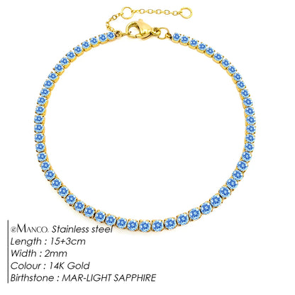 eManco Stainless Steel Gold Plated Sparkling Bracelet High Quality White Zirconia Single Row Simple Accessory For Girls