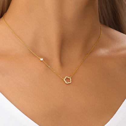 AIDE 925 Sterling Silver Flower Shell With Zircon Necklace For Women Design Delicate Zircon Adjustable Exquisite Chains Jewelry