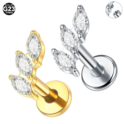 1pcs Titanium Piercing Cross Flower Stud Earring Internally Threaded Cubic Zircon Tragus Helix Piercing Body Jewelry