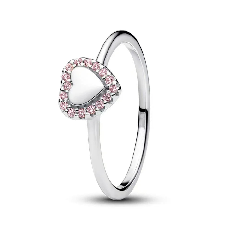 Original 925 Sterling Silver Princess Crown Moon Star Heart Bow Shell Crystal Rings Women Valentine's Birthday Gifts DIY Jewelry