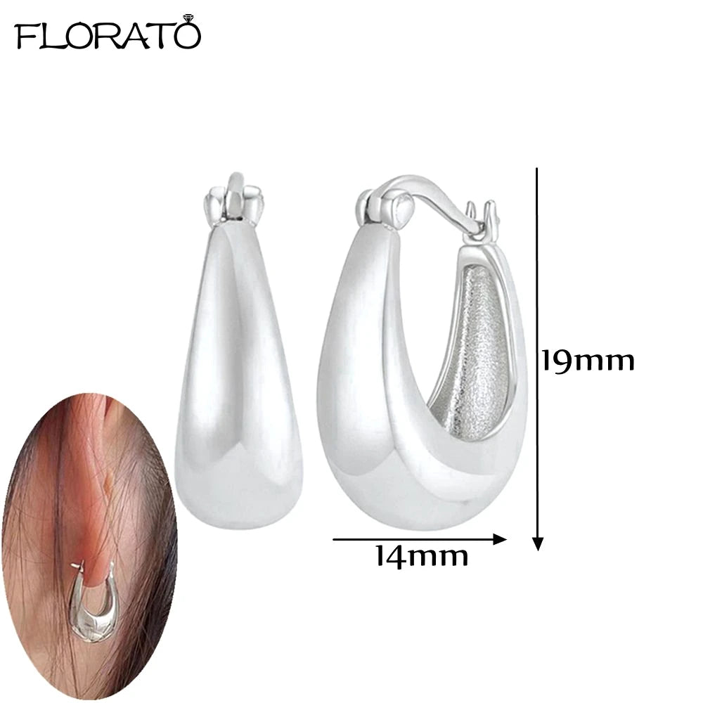 2025 New Gold Color Smooth Small Circle Earrings for Women 925 Sterling Silver Needle Trend Pendant Earrings Party Jewelry Gift