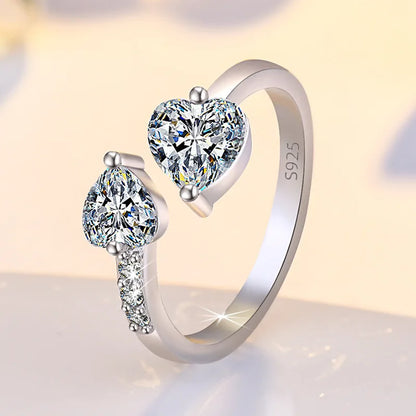 Original 925 Sterling Silver Ring High Quality Adjustable Opening AAA Zircon For Women Wedding Fine Fashion Jewelry Gift