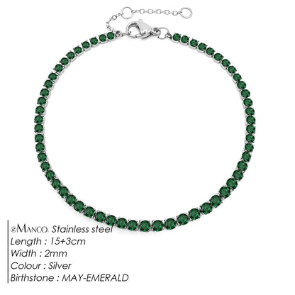 eManco Stainless Steel Gold Plated Sparkling Bracelet High Quality White Zirconia Single Row Simple Accessory For Girls