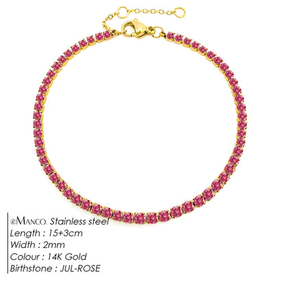 eManco Stainless Steel Gold Plated Sparkling Bracelet High Quality White Zirconia Single Row Simple Accessory For Girls