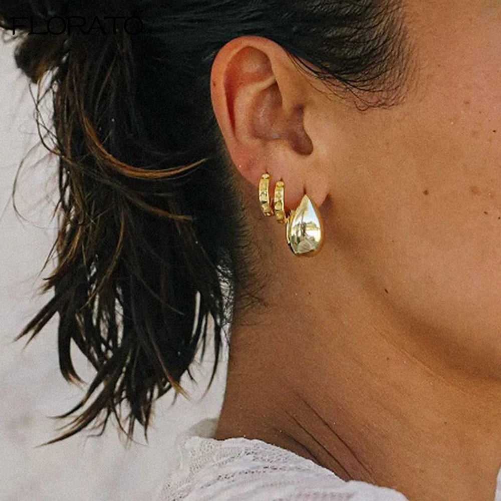 2025 New Gold Color Smooth Small Circle Earrings for Women 925 Sterling Silver Needle Trend Pendant Earrings Party Jewelry Gift