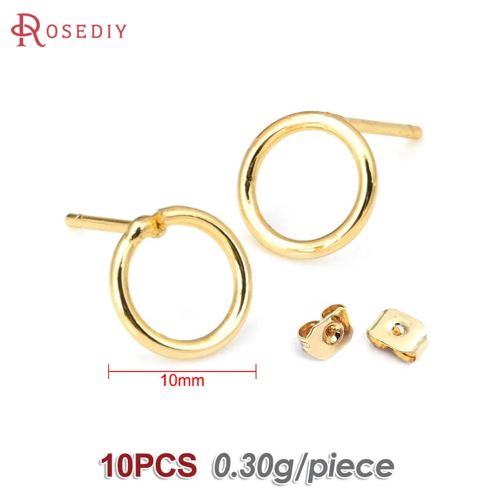 18K Gold Color Brass Round Circle Irregular Oval Rectangle Stud Earrings High Quality Diy Jewelry Earrings Accessories for Women