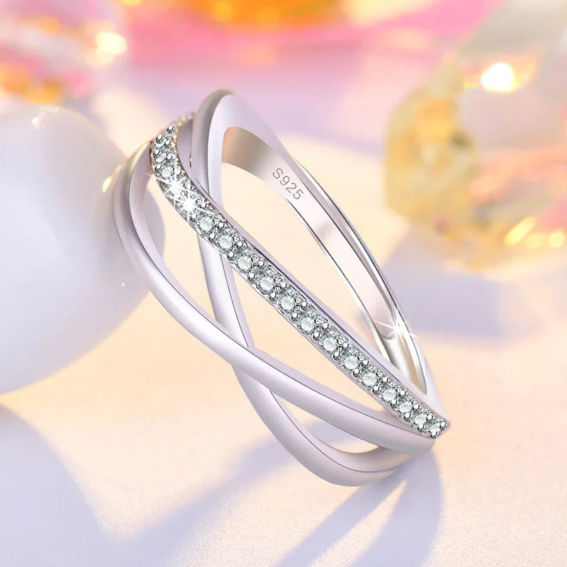 Original 925 Sterling Silver Ring High Quality Adjustable Opening AAA Zircon For Women Wedding Fine Fashion Jewelry Gift