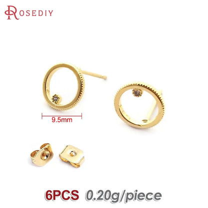 18K Gold Color Brass Round Circle Irregular Oval Rectangle Stud Earrings High Quality Diy Jewelry Earrings Accessories for Women