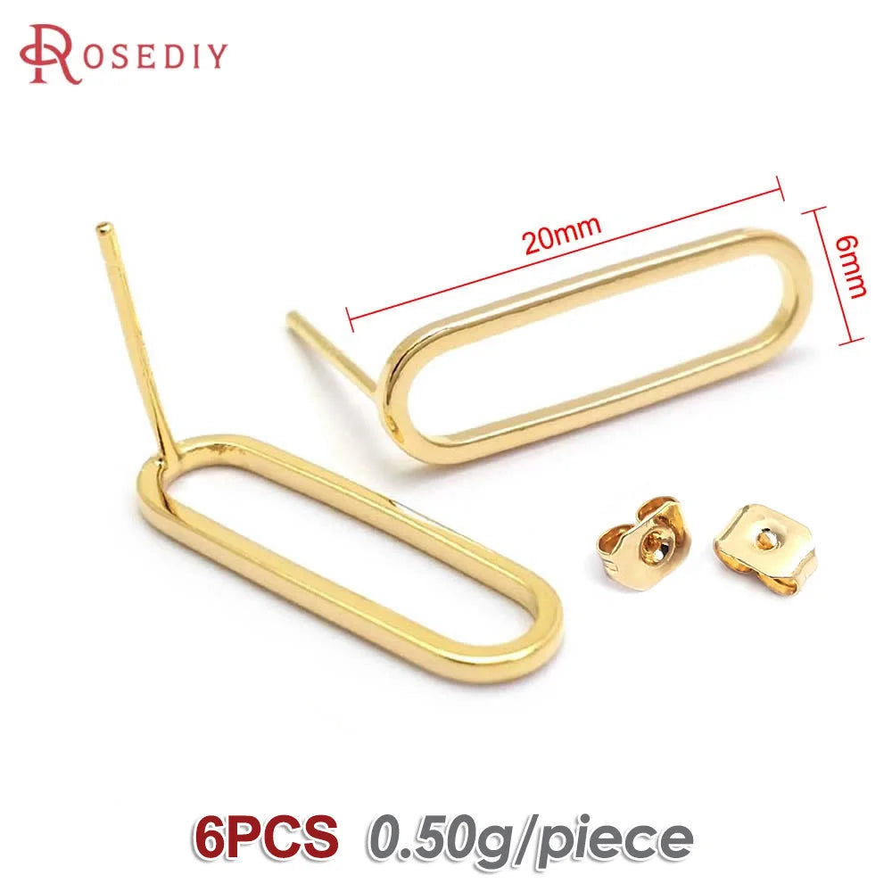 18K Gold Color Brass Round Circle Irregular Oval Rectangle Stud Earrings High Quality Diy Jewelry Earrings Accessories for Women