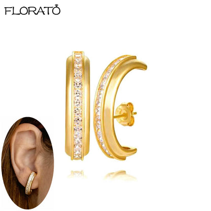 2025 New Gold Color Smooth Small Circle Earrings for Women 925 Sterling Silver Needle Trend Pendant Earrings Party Jewelry Gift