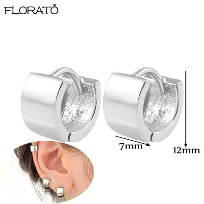 2025 New Gold Color Smooth Small Circle Earrings for Women 925 Sterling Silver Needle Trend Pendant Earrings Party Jewelry Gift